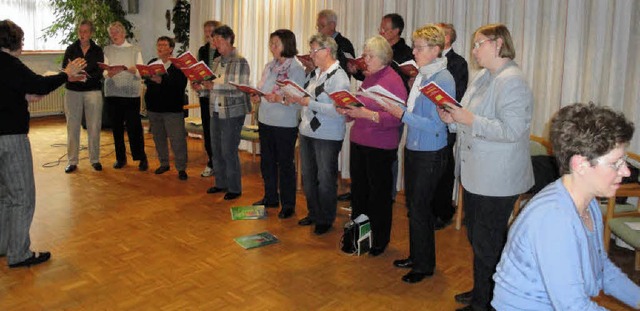 Der evangelische Kirchenchor Wehr gab ...d sang  mit den Besuchern Volkslieder.  | Foto: hansjrg bader