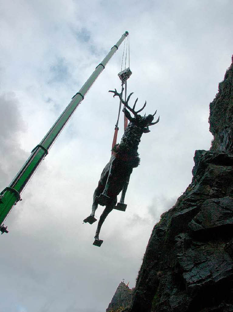 Der Hirsch kehrt an den Hirschsprung am Eingang des Hllentals zurck.