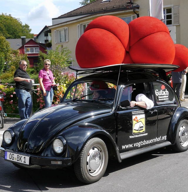 Auch dieses Bollenhut-Auto war beim Landesfestumzug in Mllheim ein Blickfang.   | Foto: Katharina Meyer