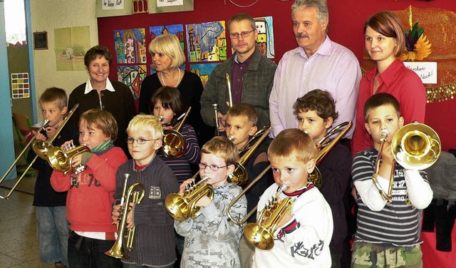 Blserklasse in Hllstein gegrndet: S...en Krften an ihren Blasinstrumenten.   | Foto: Georg Diehl