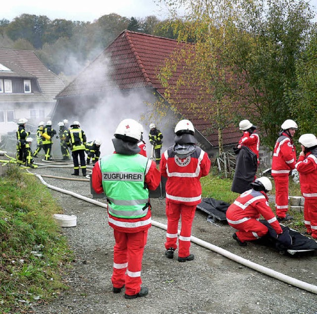 Die Koordination zwischen DRK und Feuerwehr klappte.   | Foto: Kurt Meier