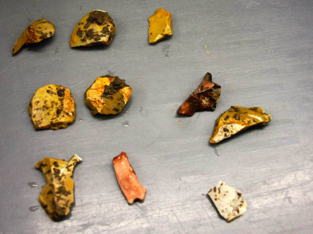 Verschiedene Feuersteine (Silex) aus der sogenannten Bandkeramikzeit, ca. 5000 Jahre v.Chr.