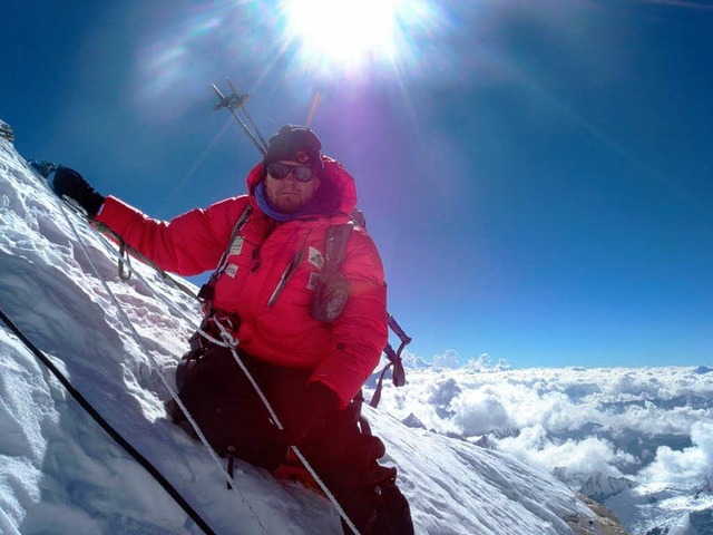 Ralf Hermann auf dem hchsten Punkt, d...bis jetzt je erreicht hat: 7635 Meter.  | Foto: Nicole Mai