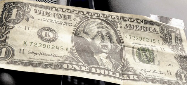 Ein entsetzter George Washington  auf einer stilisierten Dollarnote     | Foto: ddp