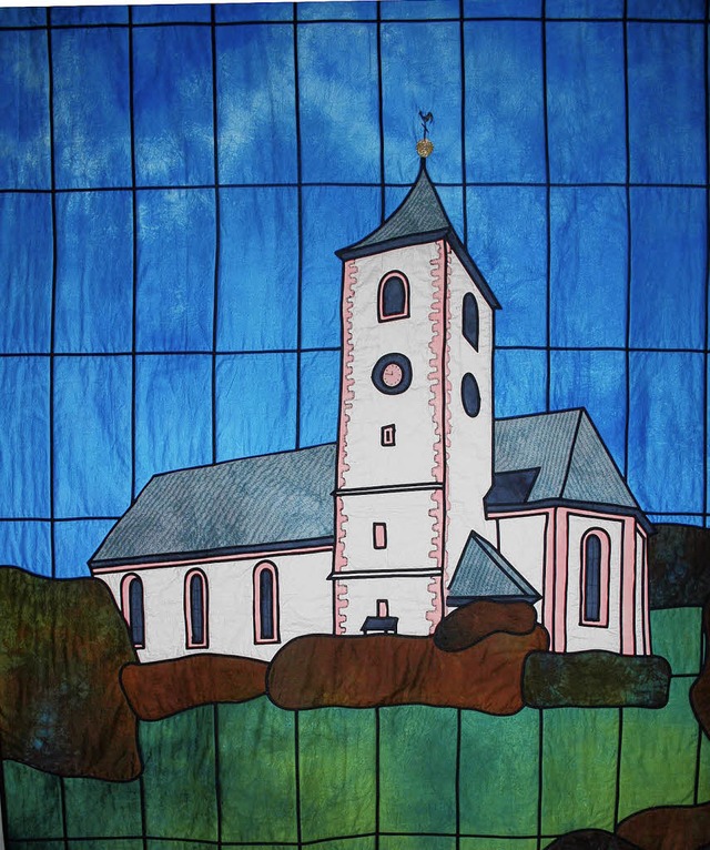 Ein Quilt mit der katholischen Kirche ...holischen Pfarrsaal in Hinterzarten.    | Foto: DIETER MAURER