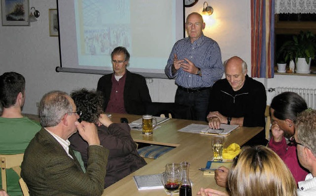 Grnen-Diskussion in Herbolzheim: Auf ...nd Landtagskandidat Alexander Schoch.   | Foto: Michael Haberer