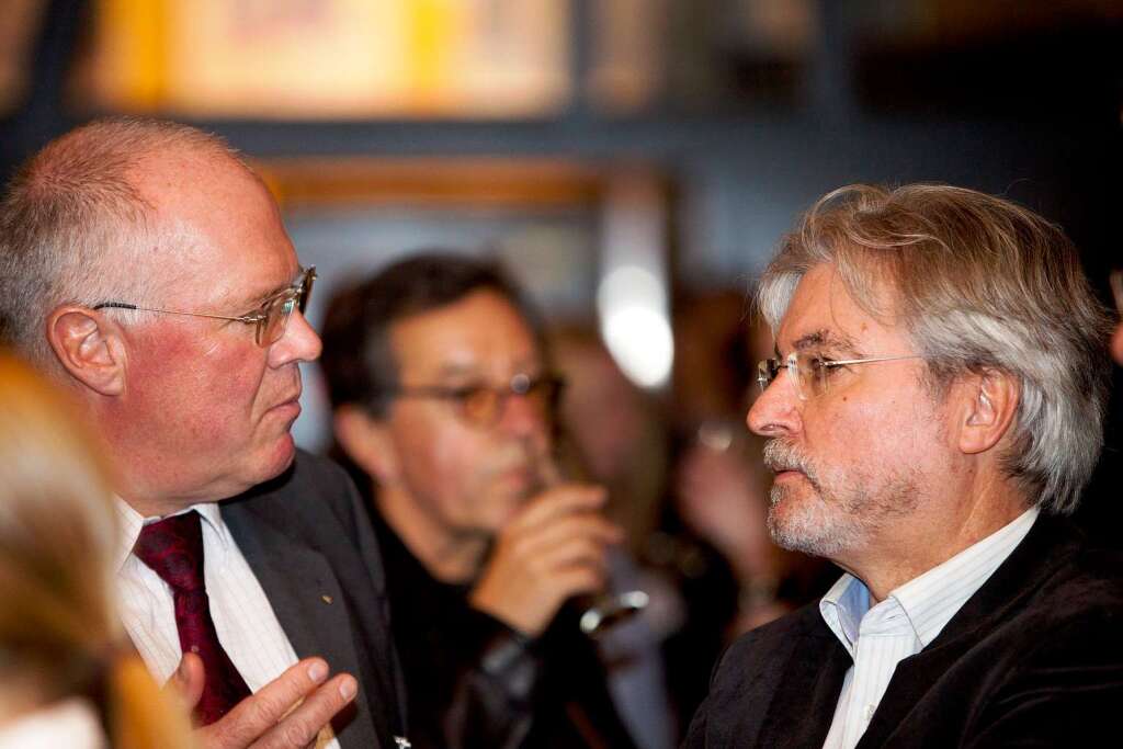 BZ-Verleger Wolfgang Poppen (links) im Gesprch mit Chefredakteur Thomas Hauser.