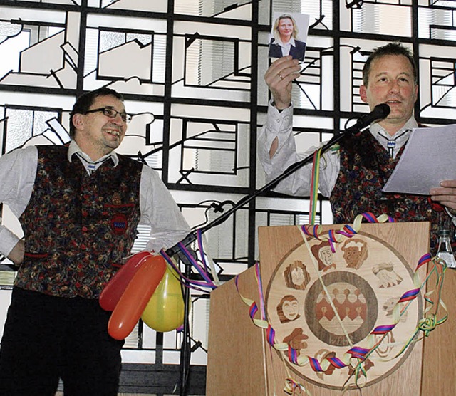 Zunftmeister Stefan Braun und Klaus Fr...der Proklamation der Fasnacht in Wehr.  | Foto: elia ramsteck