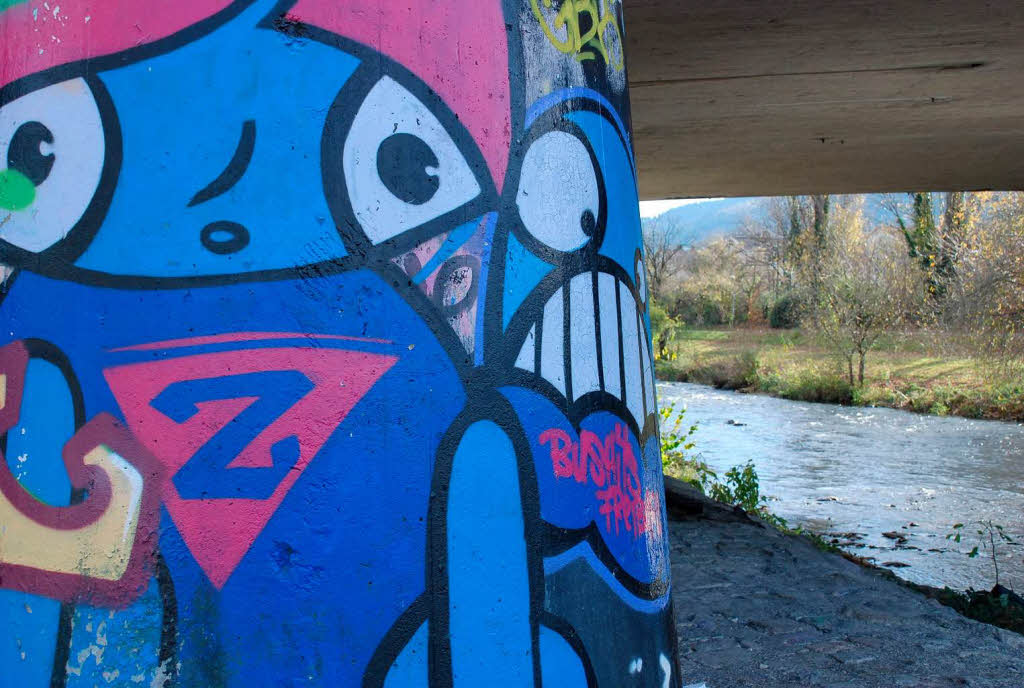 Jeden Tag fahren Tausende daran vorbei, doch kaum jemand nimmt von den Graffitis an der B31 in Freiburg Notiz.