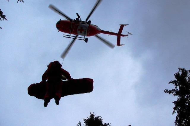 Schwieriger Rettungseinsatz fr zwei Waldarbeiter am Belchen