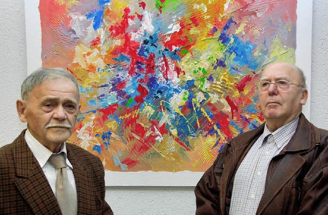 Karl Falkner (rechts) und  sein Bruder...sacher Malers Rudi Bienroth zu sehen.   | Foto: kai Kricheldorff