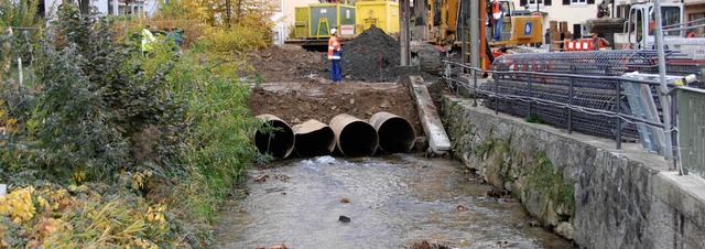 Das Jahrhundertprojekt Hochwasserschut...halt des kommenden Jahres in Kandern.   | Foto: Herbert Frey