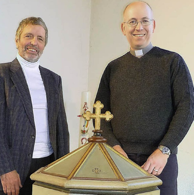 Werner Nu und Pfarrer Christian Edringer   | Foto: Claudia Gempp