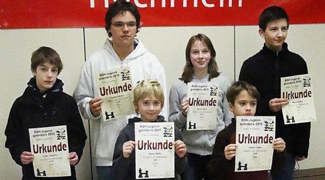 Die Erstplatzierten des Schachturniers...sch (U16, vom SK Freiburg Zhringen).   | Foto: Reinhard  Herbrig