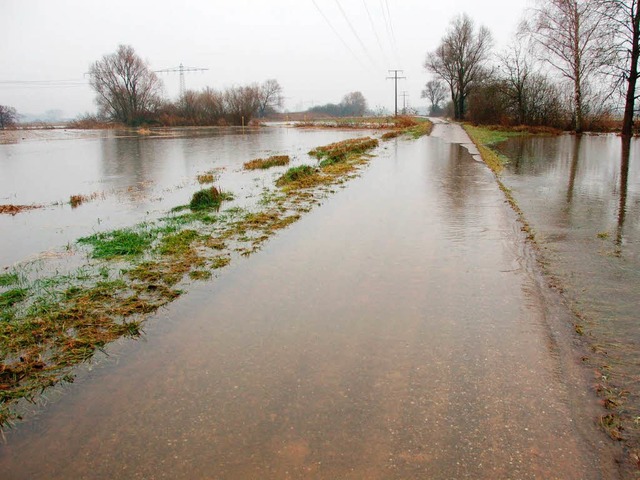 Land unter aufgrund des Wasserstands v...isam, die bei Riegel zusammenflieen.   | Foto: Hans-Jrgen Trul