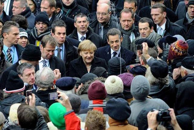 Spritzattacke auf Merkel und Sarkozy in Freiburg