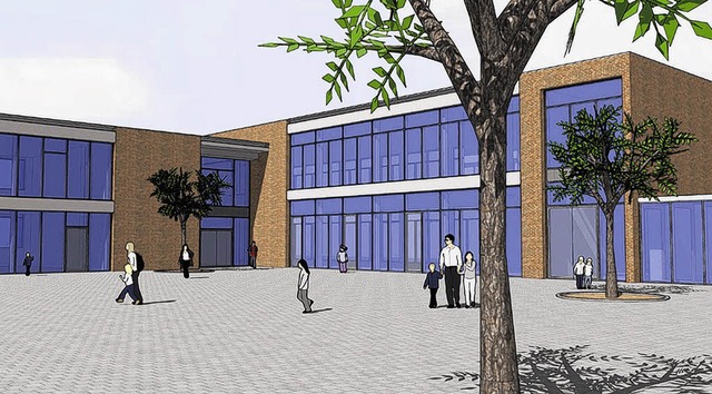 So soll der neue Komplex der Ganztagss... Lucian-Reich-Schule  gebaut werden.    | Foto: Grafik: Architekturbro Schmid