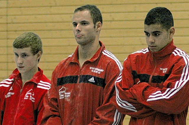 Benjamin Auer mit  Markus Setz aus der... und  Zakaria Tahraoui aus Frankreich   | Foto: DIPPEL