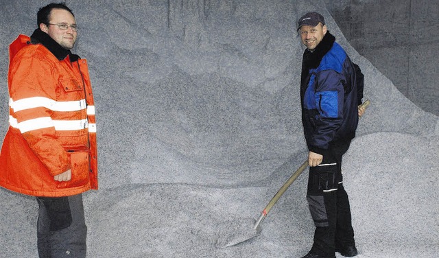 Noch knnen die Bauhofmitarbeiter Tobi...ftig am Streusalz gespart. Bild: Baier  | Foto: baier