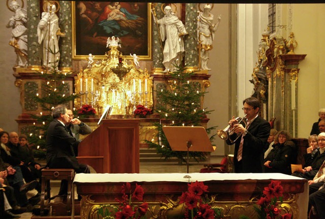 Organist Johannes Gtz (links) und der...onzert in der Barockkirche St. Peter.   | Foto: Hans Jrgen Kugler