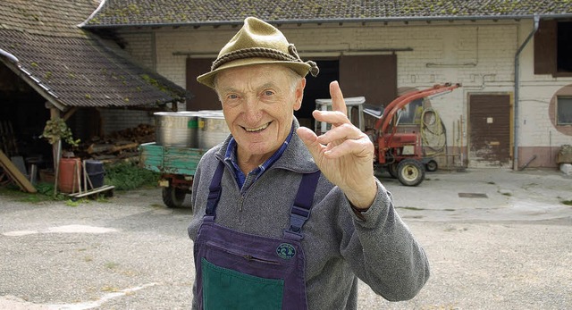 Adi Engler, ein Mllheimer Original, i...einzige  Landwirt in der Hauptstrae.   | Foto: Sigrid Umiger