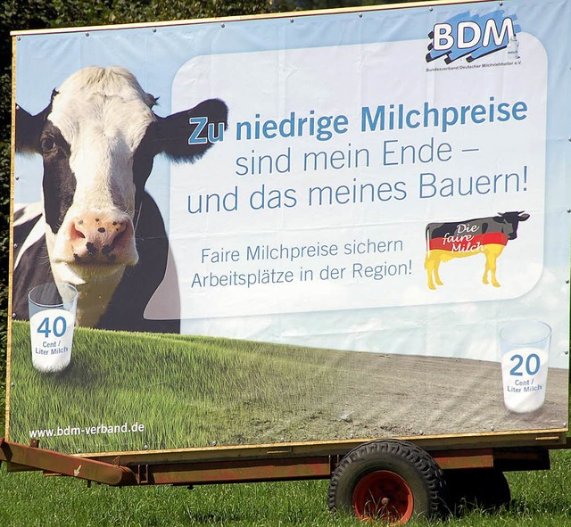 Mit ihren Forderungen nach hheren Mil...en kommen die Milchbauern kaum voran.   | Foto: Dannecker