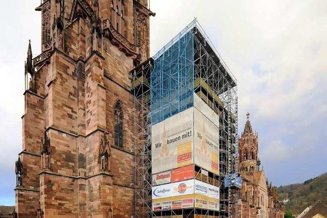 Papst in Freiburg: Gerüst auf der Südseite des Münsters fällt