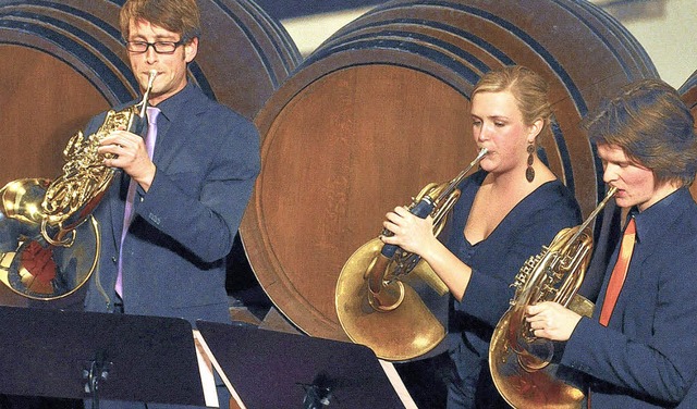 Das Hornensemble der Musikhochschule S...rbauverein im Badischen Winzerkeller.   | Foto: kai kricheldorff