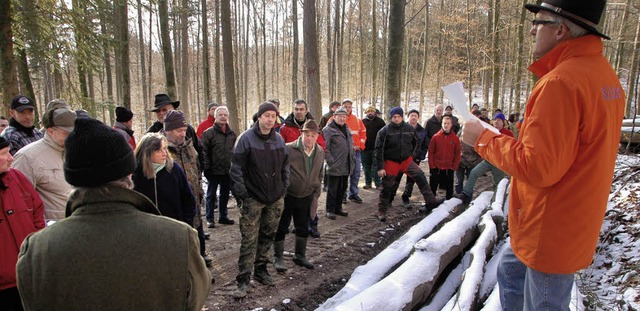 270 Festmeter Buchen-, Eschen- und Lr...e rechts) leiteten die Versteigerung.   | Foto: Regine Ounas-Krusel