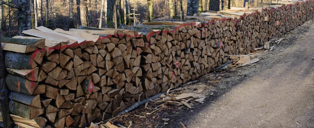 Zur Versteigerung bereit: Hundert Meter Holz im Hauinger Wald   | Foto: Paul Schleer