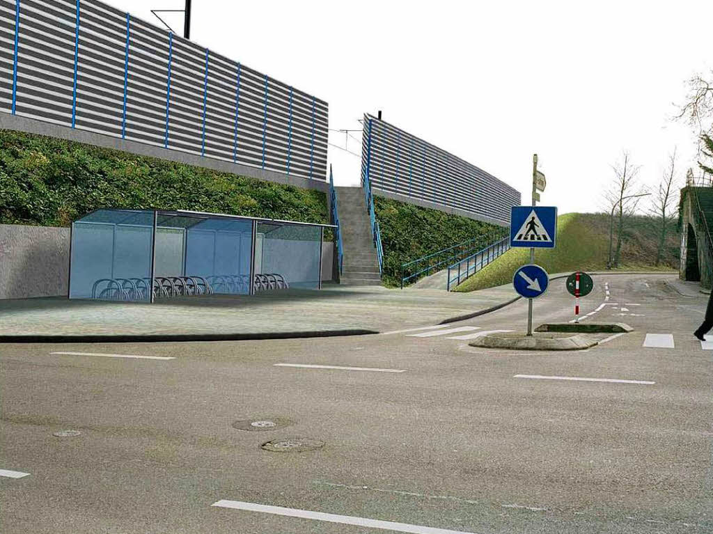 Künftig: Haltepunkt Haltingen (Westseite) mit Zugang zum Bahnsteig Künftig: Haltepunkt Haltingen (Westseite) mit Zugang zum Bahnsteig