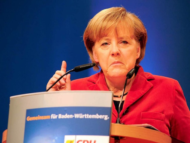 Angela Merkel beim Landesparteitag der CDU in Donaueschingen  | Foto: dpa