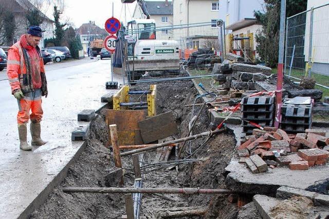 Grobaustelle wegen neuer Starkstromleitung fr Evonik