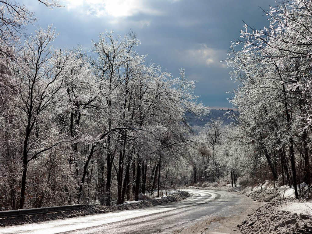 Vereiste Straen im Rothrock Forst  in der Nhe von Pine Grove Mills in Pennsylvania