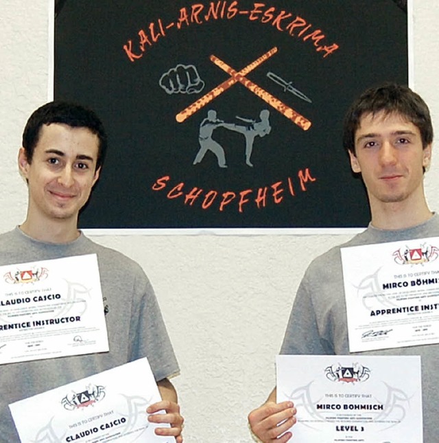 Die beiden neuen Eskrima-bungsleiter ...G: Mirco Bhmisch und Claudio Cascio.   | Foto: Privat