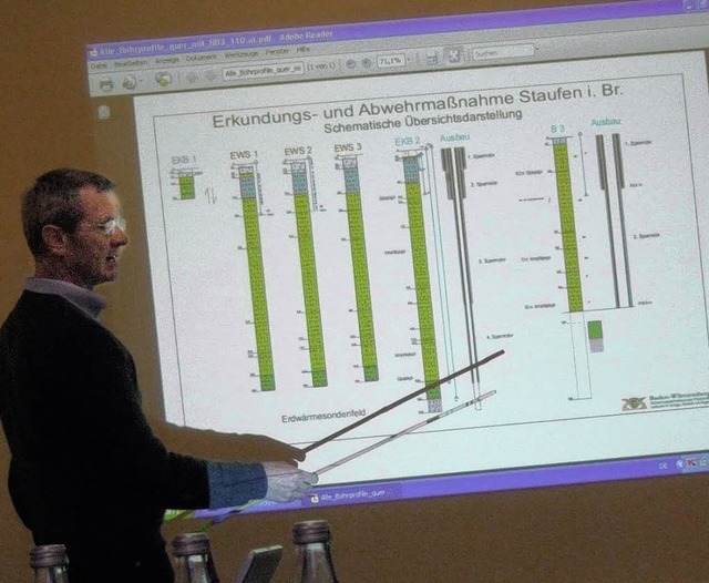 Robert Breder vom Bro fr Baukonstruk...den Fortgang der Erkundungsbohrungen.   | Foto: Susanne Mller