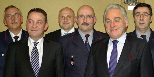Aufgestellt (von links): Carlo Rieth, ..., Heribert Rech und Engelbert Klger.   | Foto: Christine Speckner