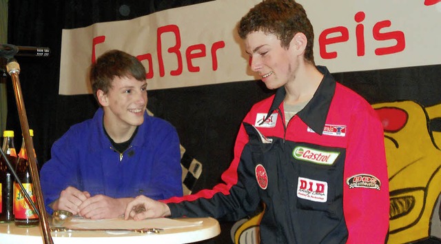 Daniel Kuttruff und Clemens Baumgartne...#8222;Boxen-Stopp&#8220; in Riedichen.  | Foto: Berger