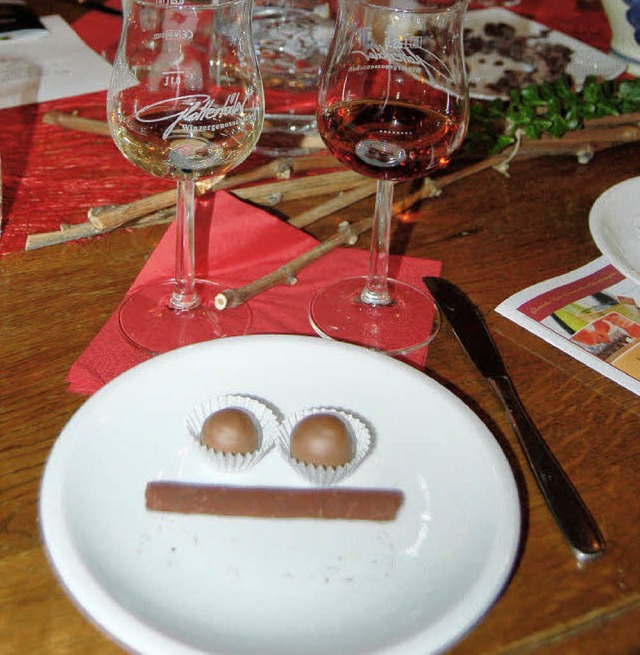 Wein und Schokolade als mehrgngiges M...nschaft Glottertal machte es mglich.   | Foto: Christian Ringwald