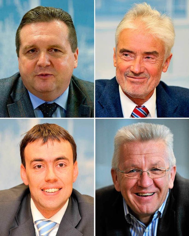 Die Spitzenkandidaten fr die Landtags...mid (von links oben im Uhrzeigersinn).  | Foto: dpa