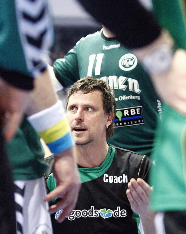 Ging in die Knie vor den Spielern: HGW-Trainer  Ehrhardt.   | Foto: nver(A)