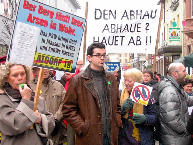 Ihrem Unmut ber die Plne der Schluch...in der Bad Sckinger Innenstadt Luft.   | Foto: Michael Gottstein