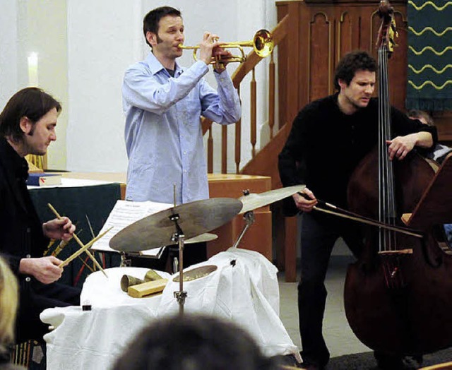 Joe Hertenstein, Thomas Heberer und Pa...nkemper in der Lahrer Christuskirche.   | Foto: Wolfgang Knstle