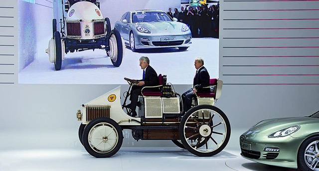Porsche zeigt beim 81. Genfer Automobi... erste Hybridauto mit Radnabenmotoren.  | Foto: Porsche