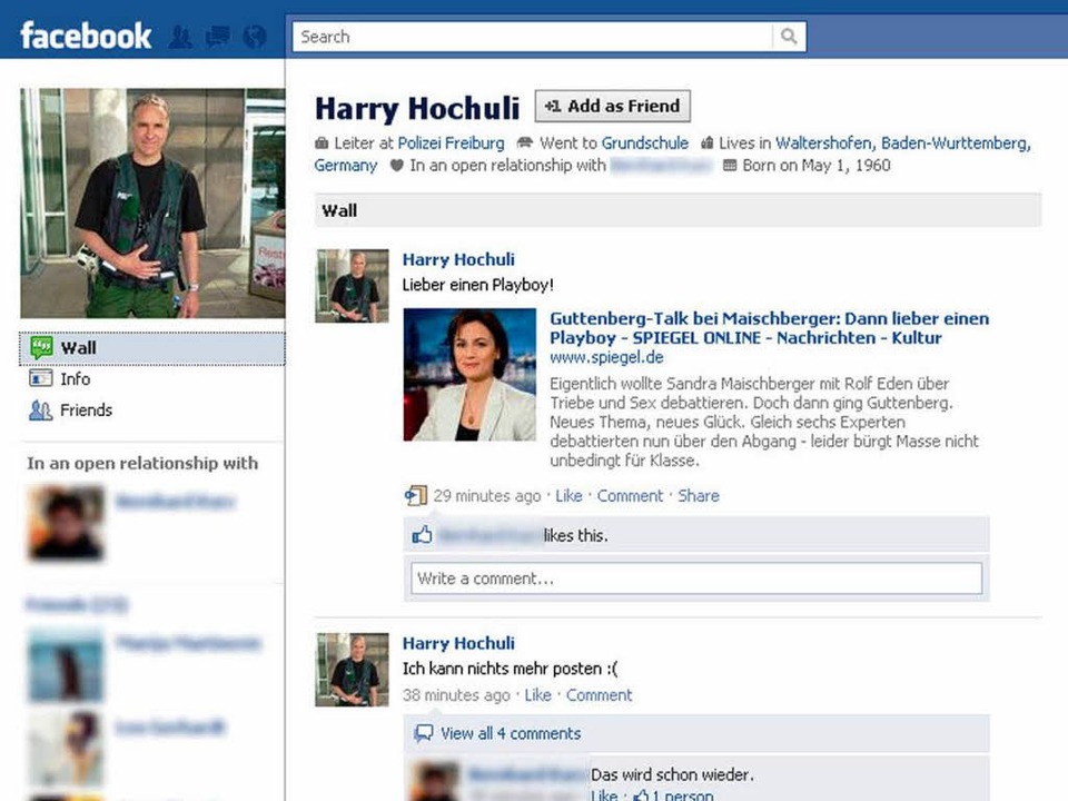 Der angebliche Harry Hochuli bei Facebook  | Foto: N.N.