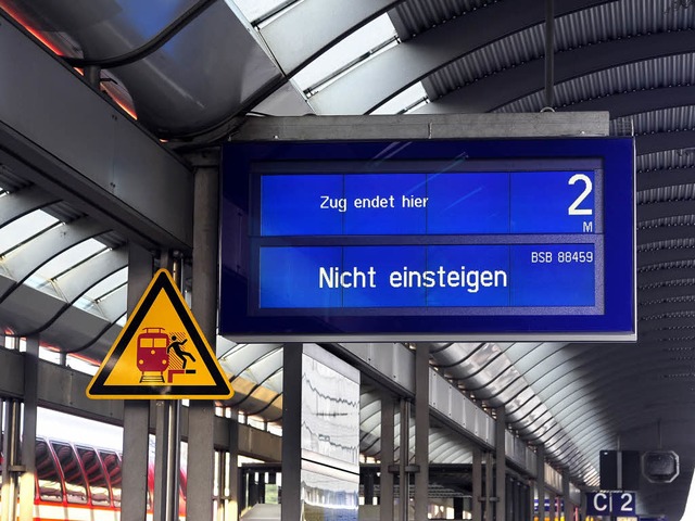 Der von der Bahn-Gewerkschaft initiier...h auch am Freiburger Hauptbahnhof aus.  | Foto: Thomas Kunz