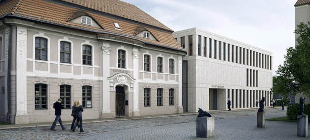 Das  Kleist-Museum Frankfurt am der Oder  mit dem geplanten Erweiterungsbau.  | Foto: Entwurf: Lehmann Architekten und Kleist-Museum, Frankfurt/Oder