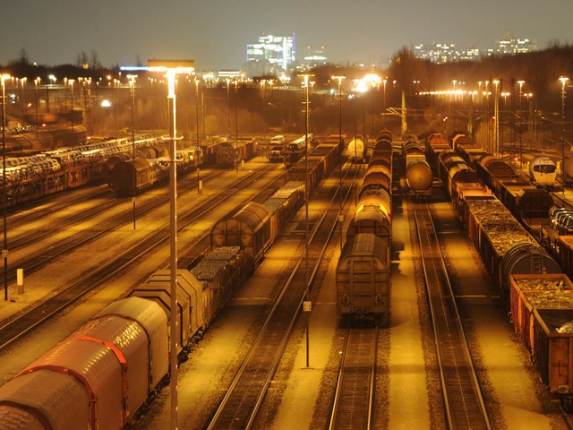 Stillstand: Gterzge auf einen Bahngelnde in Mnchen.  | Foto: dpa