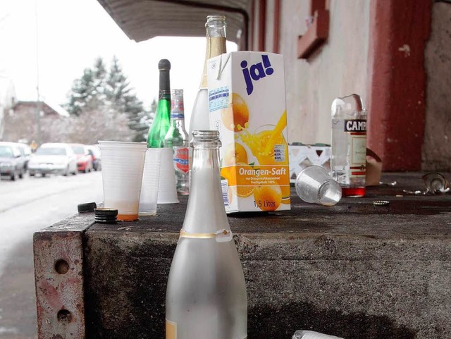 Was vom Abend brigblieb: Reste eines Trinkgelages am Herbolzheimer Bahnhof.  | Foto: Patrik Mller