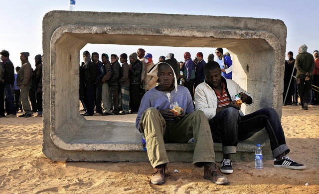Libyenflchtlinge in einem tunesischen Camp  | Foto: DPA